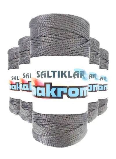 5 Adet Polyester Makrome İpi 423 Gri 100 gr