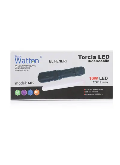 10W 2000 Lümen 4 Renk Güçlü EL Feneri Wt-605