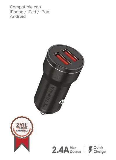 C01 Siyah 2 Usb Port Girişli Transmitter Araç Şarj Cihazı