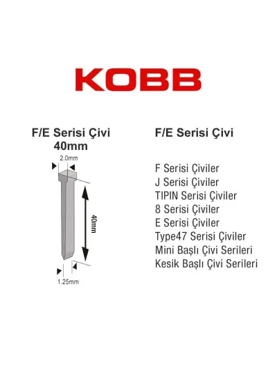 Kobb KBZ40F 40 mm 2500 Adet Çivi