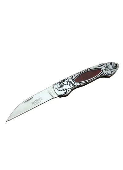 CRKT CR 0124 RD Kamp Çakı 20 cm - Metal Desenli Sap, Kılıflı, Kutulu