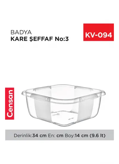 Kare Şeffaf Badya 1 Adet 3 No   -E166