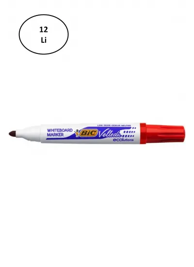 Bic Velleda 1701 Eco Yuvarlak Uç Beyaz Tahta Kalemi Kırmızı (12 Li Kutu)