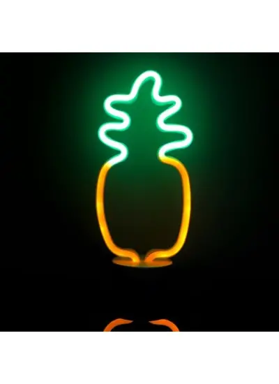 Neon Işıklı Ananas Masa Gece Lambası Pil+Usb