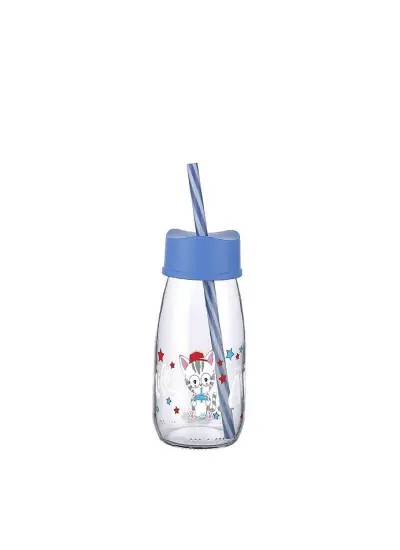 Pipetli Su Ve Süt Şişesi Cam 250 ML - Mavi