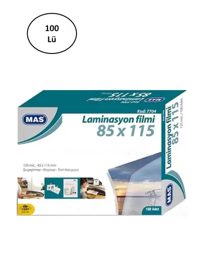 Mas Laminasyon Filmi Parlak 85x115 125 Mıc 100 Lü