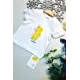 %100 Pamuk Yazlık Bebek T-Shirt Beyaz Artist Baskılı Çocuk Yarım Kollu T-Shirt