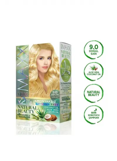 2 Paket Natural Beauty Amonyaksız Saç Boyası 9.0 Doğal Sarı