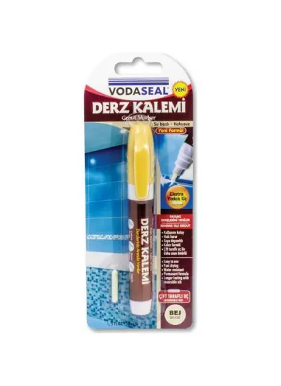 Vodaseal Çift Uçlu Su Bazlı Kokusuz Kalıcı Derz Kalemi Bej