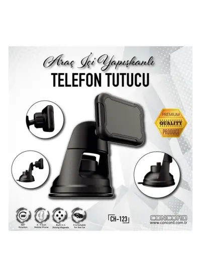 Ch-123 Vantuzlu Klipsi Araç Içi Telefon Tutucu