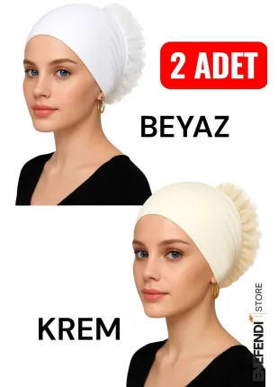 2 Adet Silikonlu Fırfırlı Bone Kaymayan Topuz Bonesi Dikişsiz Krem | Konforlu Şık Pratik Bone 2 Adet Silikonlu Fırfırlı Bone Kaymayan Topuz Bonesi Dikişsiz Krem | Konforlu Şık Pratik Bone