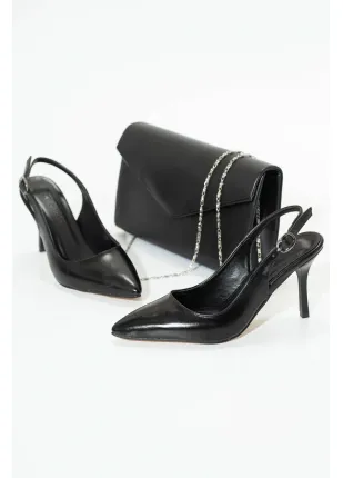 Kadın Ince Topuklu Stiletto Ve Çanta Takımı Siyah Mat Kadın Ince Topuklu Stiletto Ve Çanta Takımı Siyah Mat