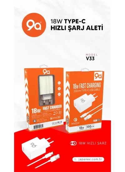 9a Samsung Xiaomi 18W Hızlı Şarj Aleti Galaxy A11 A21 A31 A41 A51 A02s A12 A13 A32 Uyumlu Type-c