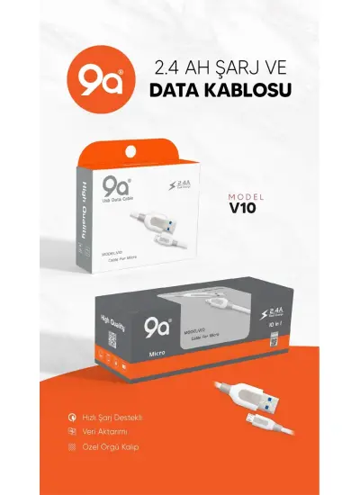 9a2.4ah Micro Hızlı Şarj Kablosu Samsung / Huawei V10