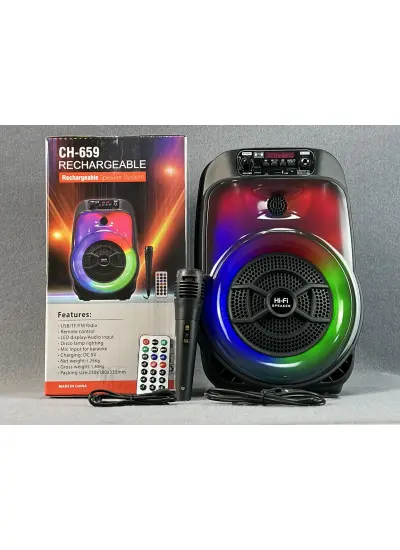 JapanEx Ch-659 Kablosuz Bt Hoparlör Hıfı Dj Karaoke 6.5 İnç Buluetooth Hoparlör