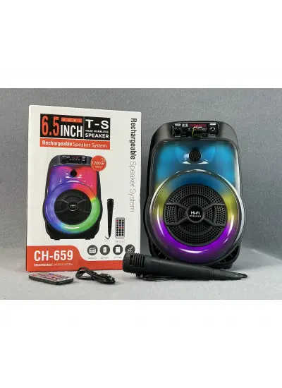 JapanEx Ch-659 Kablosuz Bt Hoparlör Hıfı Dj Karaoke 6.5 İnç Buluetooth Hoparlör