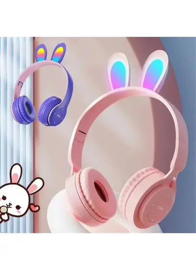 Rabbit Y08R Wireless Bluetooth Kablosuz Tavşan Kulaklık Mp3-Extra Bass-Fm Kulak Üstü Kulaklık