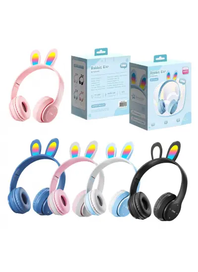 Rabbit Y08R Wireless Bluetooth Kablosuz Tavşan Kulaklık Mp3-Extra Bass-Fm Kulak Üstü Kulaklık