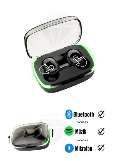 Y60 E-mipods Bluetooth Kulaklık Işıklı Çift Mikrofon Earbuds Basic Hd Ses Kablosuz V5.1 Yeni Nesil