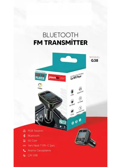 JapanEx G39 Çakmaklık Şarj Cihazı Fm Transmitter Bluetooth Araç Kiti Araba Müzik Mp3 Çalar Fm