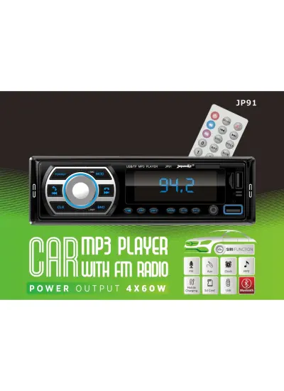 JapanEx JP.91 Çift Usb Girişli Bluetooth Oto Teyp Araba Teybi Radyo Usb Sd Aux Teyp Amfi Çıkışlı 4x50 Watt