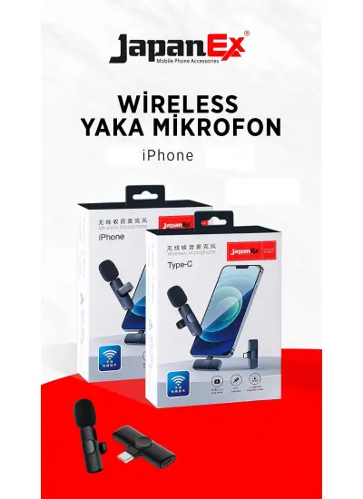 JapanEx Kablosuz Yaka Mikrofonu İPhone İçin Tak Çalıştır(Optimum taşıma+Ses Kalitesi)