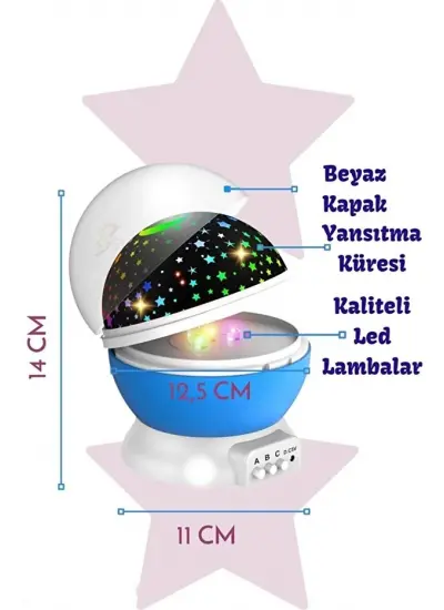 JapanEx StarMaster Gökyüzü Projeksiyon Dönen Gece Işığı Yıldızlı Tavan Ledi Yansıtma Projektör Masa Lambası