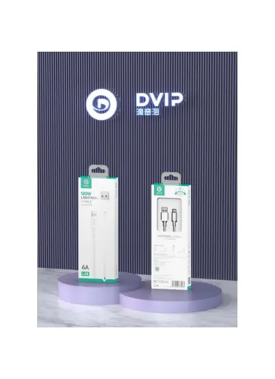 Dvıp L33 6A 120W Usba To Lightning Data ve Hızlı Şarj Kablosu 1m Beyaz