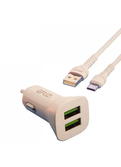 Dvip Gfuz 12w Çift USB Hızlı Araç Çakmaklık Şarjı + Type C Kablo