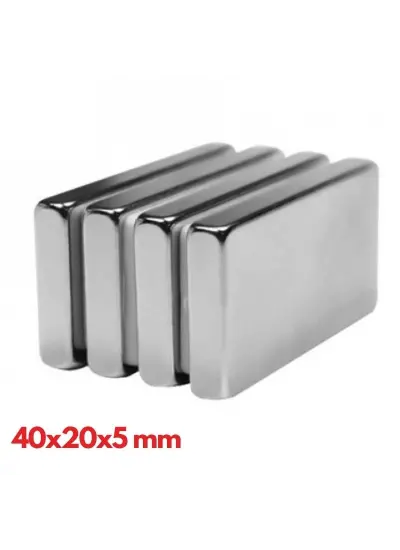 40 Adet 40x20x5 Mm Neodyum Mıknatıs , Köşeli N35 Nikel Kaplamalı Kaliteli Ve Dayanıklı Ürün