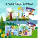 4 Set - 48 Parça  Gökkuşağı ve Zürafa 3+ Keçe Yapboz - 3 Yaş Puzzle