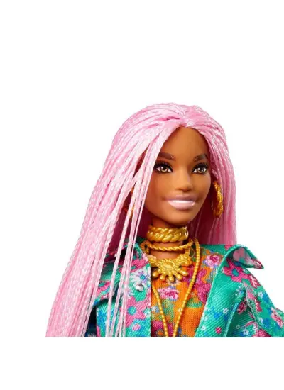 Nessiworld Barbie Extra Pembe Örgü Saçlı Bebek GXF09