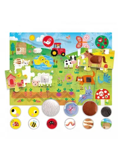 Nessiworld Headu Tactile Kabartma Boyalı 21 Parça Çiftlik Puzzle