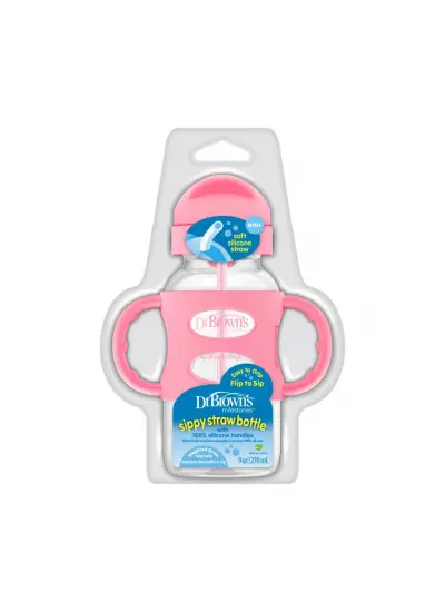 Nessiworld Dr Browns Milestones Sippy Pipetli Alıştırma Bardağı 270ml Pembe