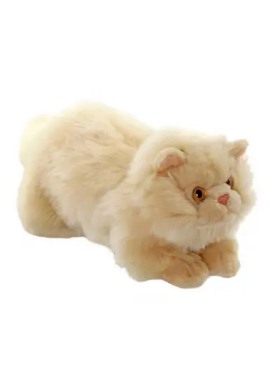 Yatan Peluş Krem Kedi 26 cm