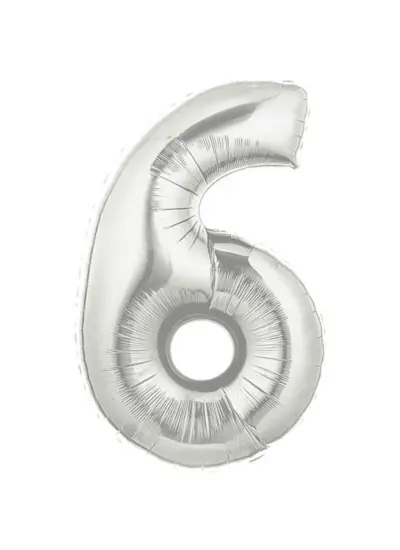 Şekilli Supershape Silver Rakam Folyo Balon 6 Numara