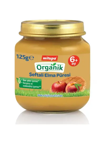 Nessiworld Milupa Organik Şeftali Elma Püreli Kavanoz Maması 125 Gr