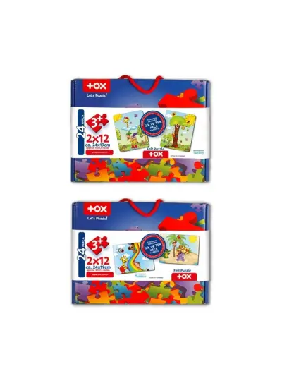 4 Set - 48 Parça  Gökkuşağı ve Zürafa 3+ Keçe Yapboz - 3 Yaş Puzzle