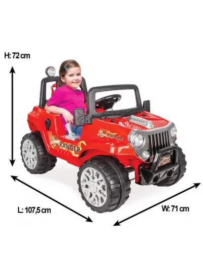 Nessiworld Ranger Kumandalı Akülü Jeep 12 Volt Kırmızı