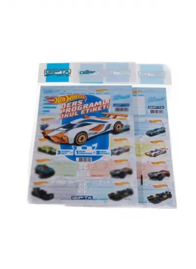 Gıpta Okul Etiketi Ders Programlı Hot Wheels 3 Yaprak 16X24 1 Adet