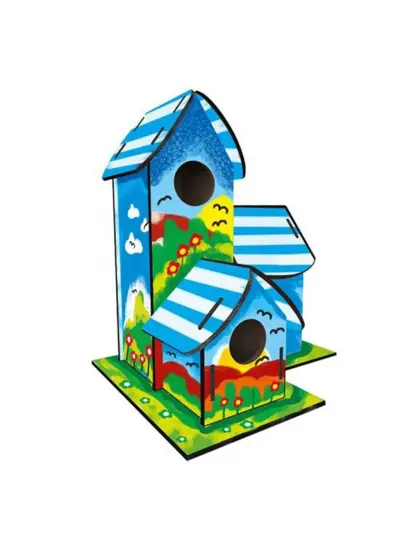 5269 Kumtoys Boyanabilir 3'lü Kuş Evi - Bird House