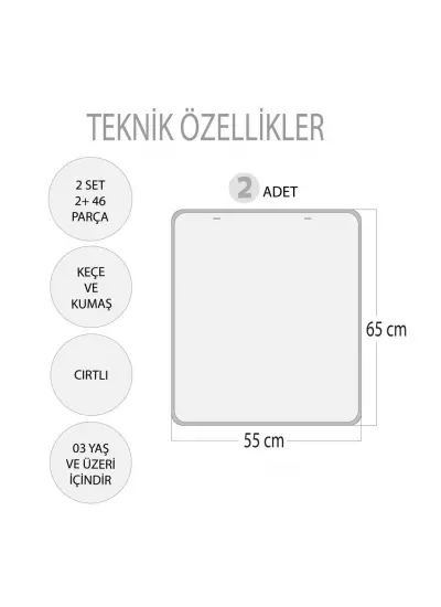 2 Set - 46 Parça  Benim Programım ve Sorumluluk Çizelgem Keçe Cırtlı Duvar Panoları , Eğitici Oyuncak