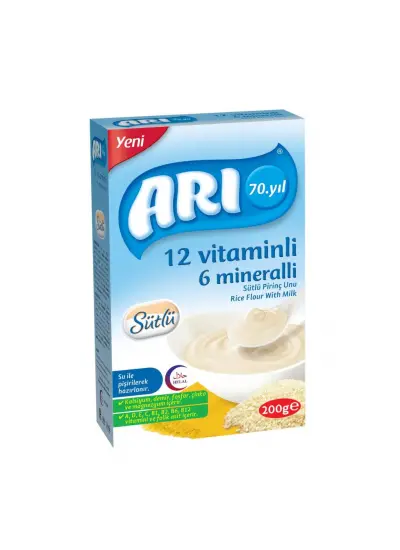 Arı 12 Vitaminli 6 Mineralli Sütlü Pirinç Unu 200 Gr