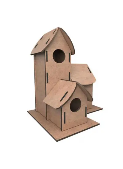 5269 Kumtoys Boyanabilir 3'lü Kuş Evi - Bird House