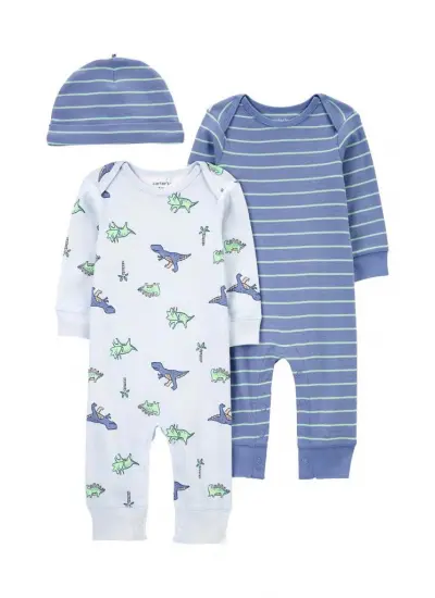 Carter's Erkek Bebek Tulum Set 3'lü Paket 1R038410 Mavi