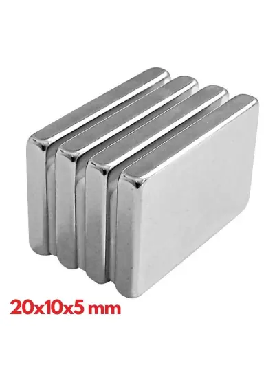 N35 20x10x5 Mm Neodyum Mıknatıs 100 Adet, Köşeli, Nikel Kaplamalı Kaliteli Ve Dayanıklı Ürün