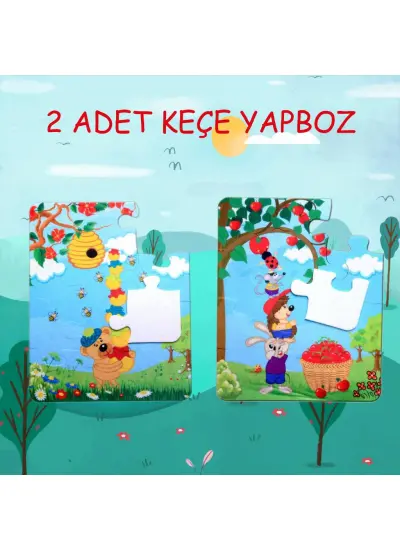 Elmacı Ayı 3+ Keçe Yapboz - 3 Yaş Puzzle