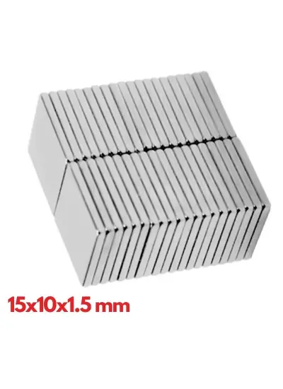 N35 15x10x1.5 Mm Neodyum Mıknatıs 40 Adet, Köşeli, Nikel Kaplamalı Kaliteli Ve Dayanıklı Ürün