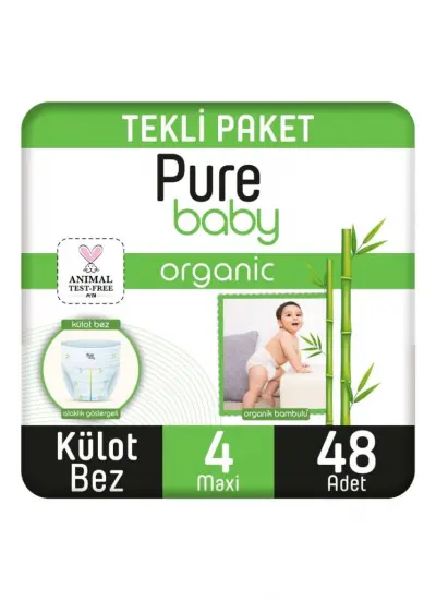 Nessiworld  Pure Baby Organik Külot Bez 2Li Jumbo 4 Beden 7-16 Kg 48 Adet