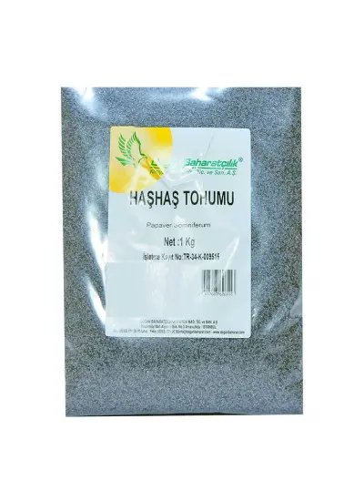 Haşhaş Tohumu Tane Doğal Mavi 1000 Gr Paket